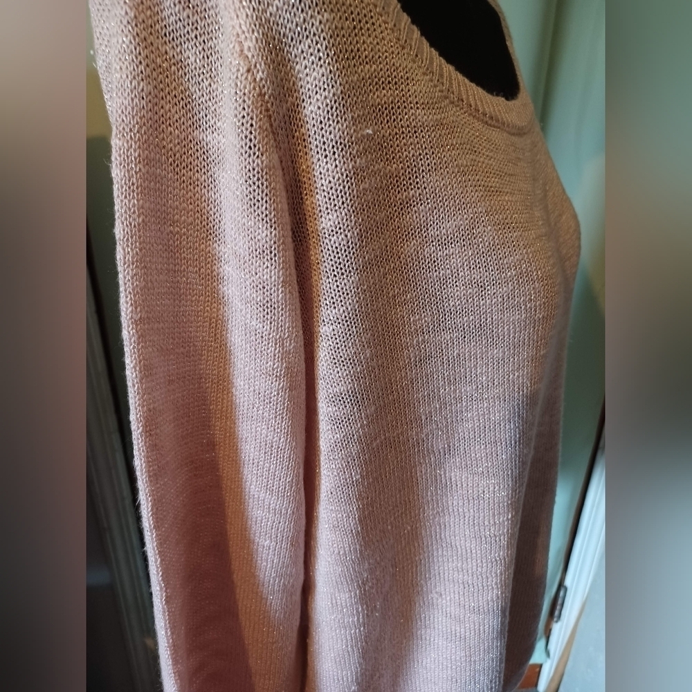 Deb Pink Sparkly Knit and Lace Back Sweater - Picture 3 of 7